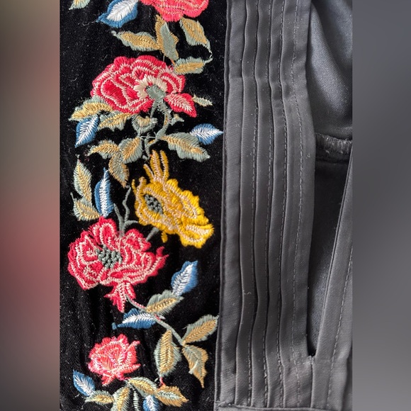 Free People Mia Black Velvet Embroidered Dress - Picture 5 of 7